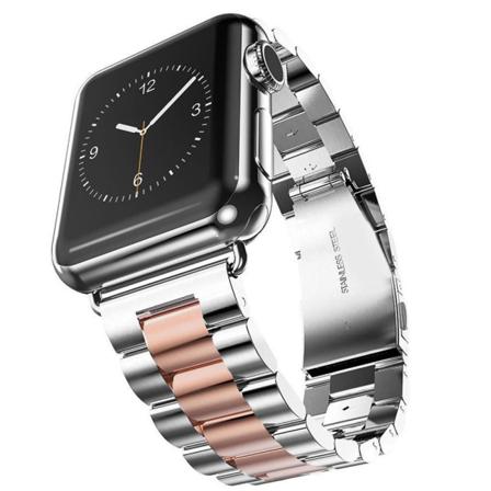 Apple Watch 42mm (3/2/1) - Elegant Länk I Rostfritt Stål Silver/roséguld