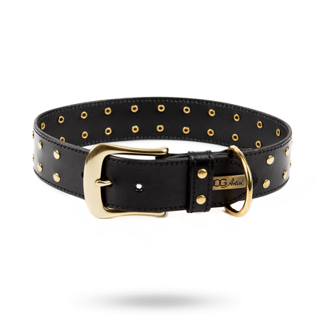 DOGArtist - Rivet Brown - Läder Hundhalsband- Hundhalsband