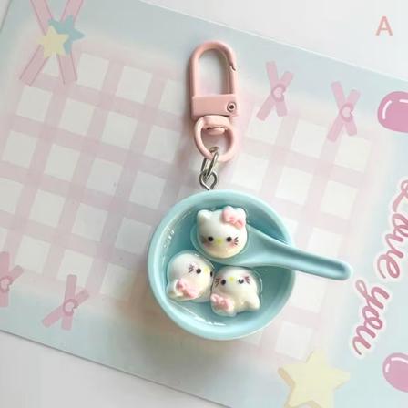 Sanrio Rice Ball Bowl Nøglering Kuromi Melody Pendant Nøglering C A