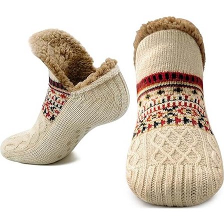 ING Pörröiset tossusukat liukumattomalla pohjalla Paksut lämpösukat miehille ja teineille mukavina nukkumis- ja talvisukkina Ihanteellinen 