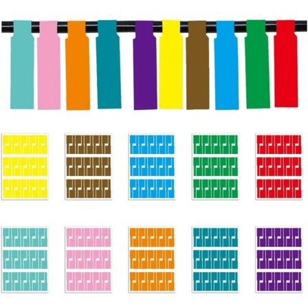 Kabelmerker, 10 farger 300 stk selvklebende vanntette kabelmerker