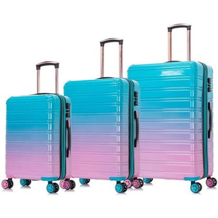 CELIMS FRANCE - Sæt af 3 Kufferter i Polycarbonat | TSA-Lås | Udvidelig | Dobbelt Hjul 360° | Turkis