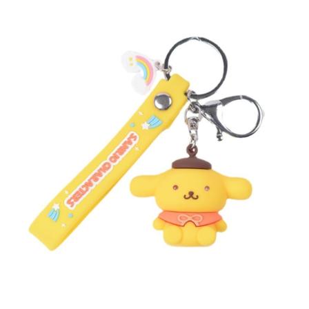 Søt tegneserie Anime nøkkelring bilanheng skoleveskeanheng (liten gul hund),