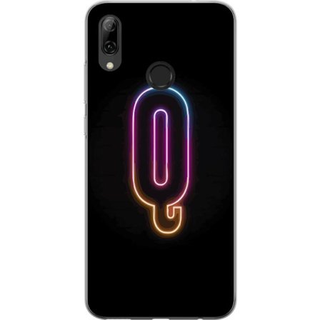 Yhteensopiva Puhelinkuori Huawei Huawei P smart 2019 Minimalistinen neonkirjain Q kirkkaissa väreissä tummaa taustaa vasten