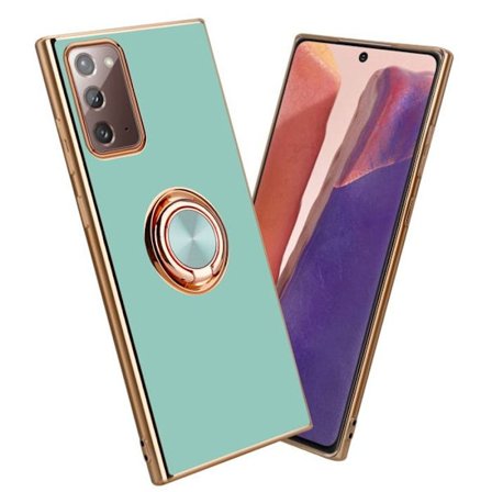 Fodral till Samsung Galaxy NOTE 20 Fodral i glansigt turkos - guld Flexibelt TPU silikonfodral med kameraskydd