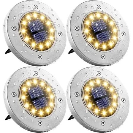 4 stk. solcellelamper til haven 12 LED solcellelamper udendørs solcellelamper varm hvid
