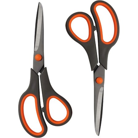 Kontorsaks med skarpe titanbelagte blader, non-stick blader for å kutte tape, komfortgrep som sikrer ergonomisk mykt grep under bruk