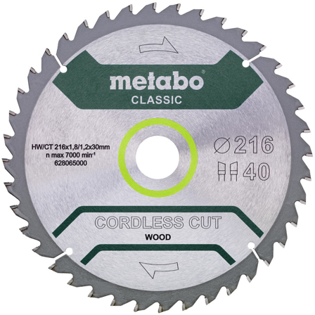 Metabo 628065000 Sågklinga 216x30 mm, 40T, Såga