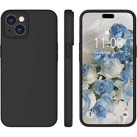 Flytende silikondeksel, fullstendig beskyttende dekket gelgummi slankt støtsikkert deksel med mikrofiberfôr, for iPhone 15 Case 6,1 tommer