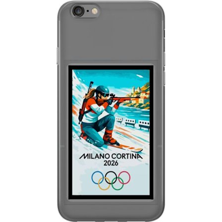 Kompatibel Mobilcover til Apple iPhone 6 Retroplakat Cortina Milano 2026 med bjerge, vintersportsudøvere, italiensk trikolor, Milano-katedralen og ol