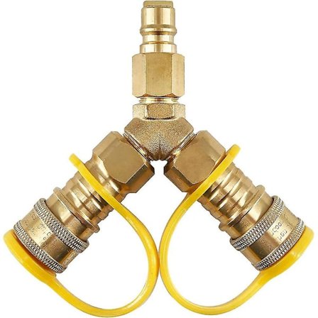 3/8 tommer Y-splitter Naturgas Hurtigkobling Adapter, egnet til naturgasgrill, generator, Pat