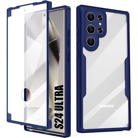 Beskyttelsesskal - BOOLING - til Samsung Galaxy S24 Ultra - 360 Integreret - Ridseresistent - Mørkeblå