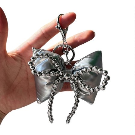 Perlebesatt Sløyfe Nøkkelringer Elegant Håndveske Sjarm med Perlebesatt Tau Flerbruksveske Sjarm Perfekt for Kvinner Tilbehør