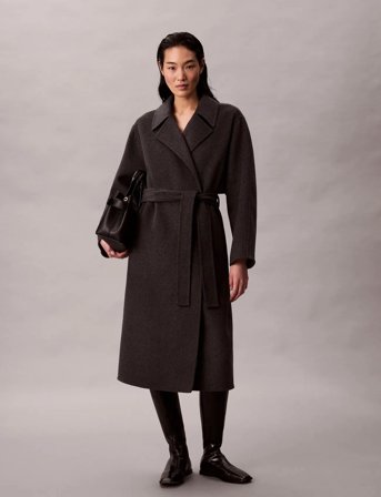Calvin Klein Hero Trench Coat-Dbl Face Wool - - Grey - M