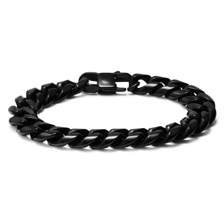 Schwarzes Stahlketten Armband 12mm für Männer - Edelstahl Armbänder