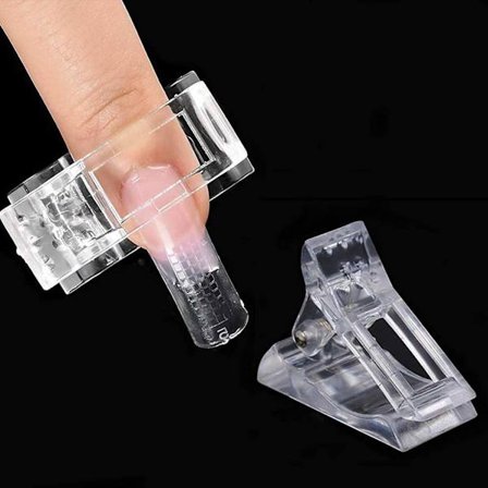 10 stk. Negletips Klips til Hurtig Opbygning af Gel, Transparent Plastik Negleklips til Gel Fingernegle Forlængelse UV LED Builder DIY Manicure Klips 