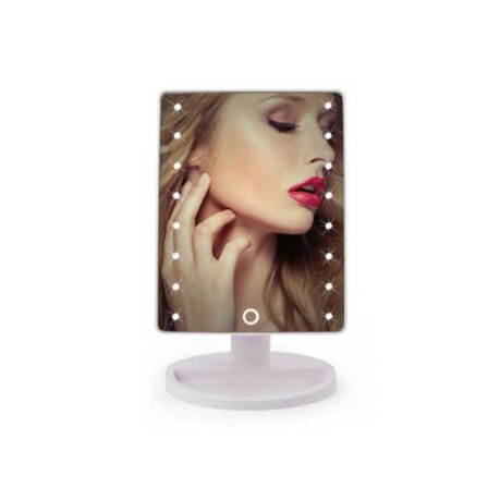 LED Makeup Spejl med 16 Lys - Transportabel Bordplade Vanity Spejl