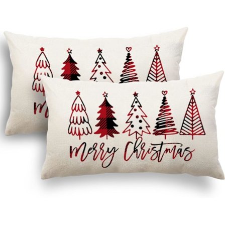 Juleputetrekk 30x50 Sett med 2 Putetrekk 30x50 Julenissen Elg Bomull og Lin Dekorativt Putetrekk kompatibelt Julepynt 30