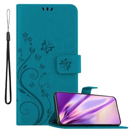 Coque för Samsung Galaxy S21 PLUS Fodral i BLÅ BLOMMIG Design Etui Case Cover Skydd Blommig Plånbok Wallet