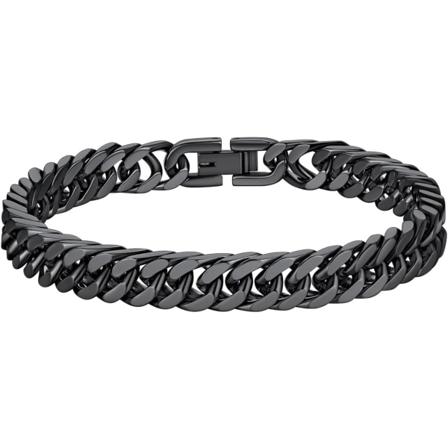 Franco-kjede armbånd for menn og kvinner, hiphop-kjede armbånd, smykke, 8 mm bredde, 21 cm lengde, rustfritt stål, gullbelagt/svart