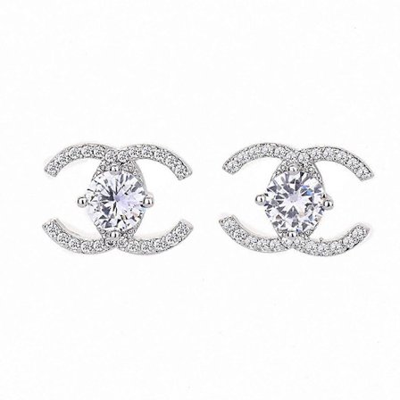 Øredobber Dobbel C Krystall Utsøkte Øredobber for Kvinner Bryllupssmykker for Dame Kvinner Jenter Kjæreste Sølv