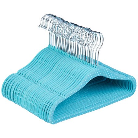 Barnklädhängare med flockning, 20-pack, blå prickar