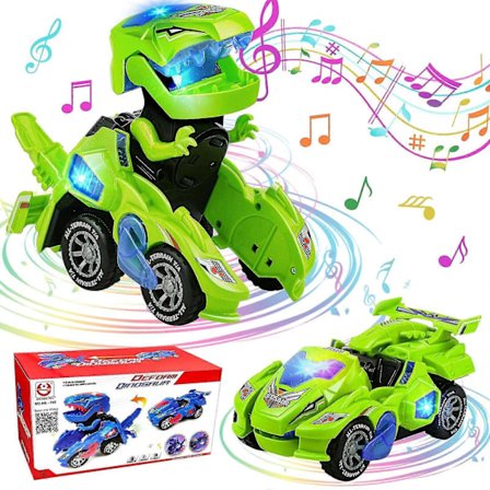 Transformerande Dinosaurie Leksaker Transformerande Dinosaurie Bil Automatisk Transformerande Dino Bilar Med Musik Och LED-Ljus Transformerande Bil 