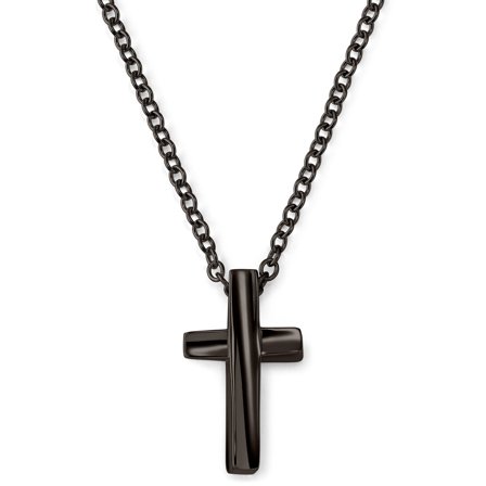 Gunmetal Curvy Cross Necklace for Men - Steel necklaces
