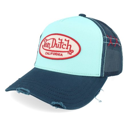 Von Dutch - Oval Patch Blue/Light Blue A-Frame Trucker Trucker Blue Cap - @ Hatstore