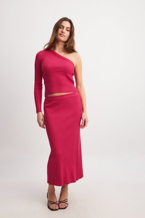 NA-KD Jupe mi-longue en tricot - Jupes en tricot - Rose - XXS