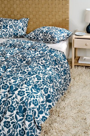 Jotex - Dynetrekksett Dobbeltseng Økologisk Blå/naturvit - SELJA - Kjøp Dobbeltseng hos Jotex