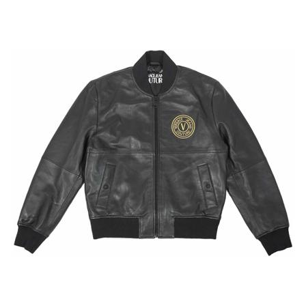 Versace Jeans Couture, Shine Leather Jacket Zwart, Heren, Maat:M