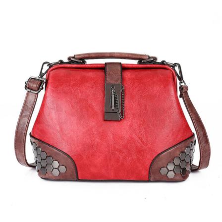 Lady Dam handväska Lås Single Shoulder Nitväska Bärbar Crossbody-väska Red