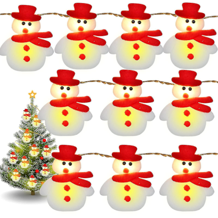Julemand Lys Kæde - 10 LED'er 1,65m Vandtæt Lysende Kæde, Kort Plys Lys Til Juledekorationer (batteridrevet) TY