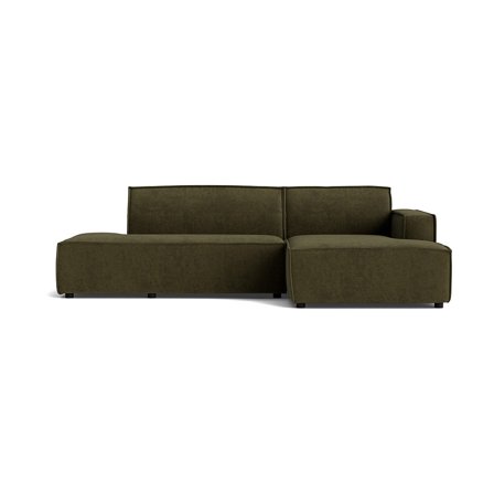 Elegant Capri Mørkegrøn Chaiselong Sofa med Open End, Højrevendt - 278x160x78cm - Komfortabel og stilfuld indretning til stuen