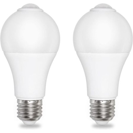 E27 Skymningsrelä Lampa 12W Kallvit 6000K 1000lm, 230V, 120° Auto På/Av, Ljusdetektor Lampa för Utomhus Trädgård Entré, 2-pack{REN}
