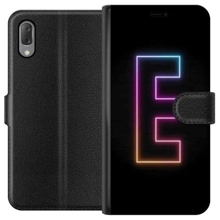 Yhteensopiva Lompakkokotelo Sony Sony Xperia L3 Minimalistinen neonkirjain E kirkkaissa väreissä tummaa taustaa vasten modernissa ja tyylikkäässä