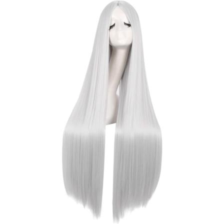 40"/100cm luonnollinen pehme suora pitk cosplay-peruukki (hopeaharmaa)"