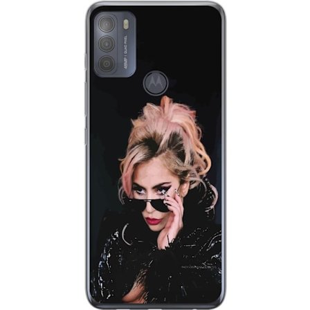 Kompatibelt Mobildeksel til Motorola Moto G50 Lady Gaga portrett med solbriller og dramatisk sminke i mørk glamorøs stil
