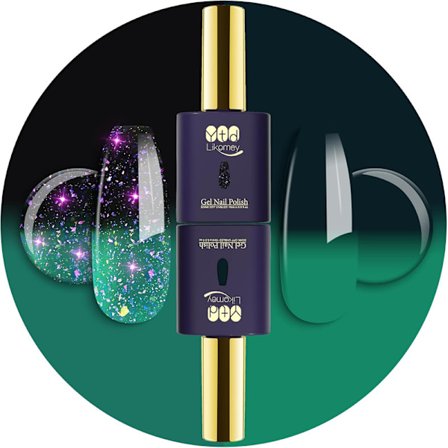 UV LED Gel Varnish Nail Polish Kit,2 Pcs 15ml Colors and Glitter Wine Red Light Pink Temperature