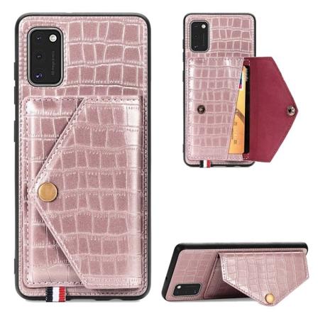 TG Samsung Galaxy A41 - Käytännöllinen ja tyylikäs kuori korttitaskulla, Rose Gold