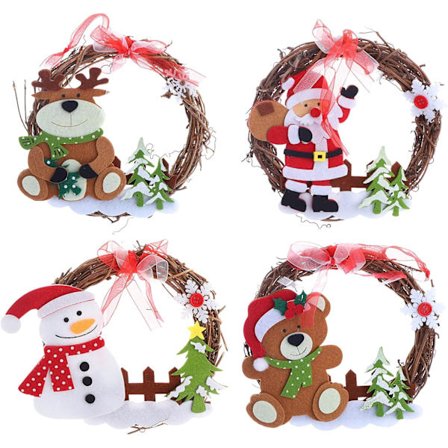 4 kpl Rattan Joulukranssi