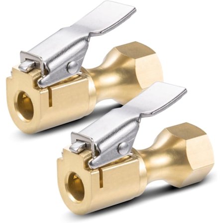 2 stk. luftchuck, kraftig lukket strømningslås på dekkchuck med klips for