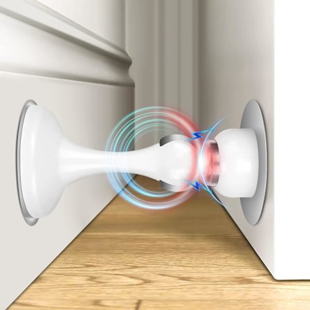 WJSM Magnetisk dørstopper 1 pakke, rustfrit stål dørstop til væg- og gulvmontering, dørholder holder dør åben, ingen boring dørstop med 3D