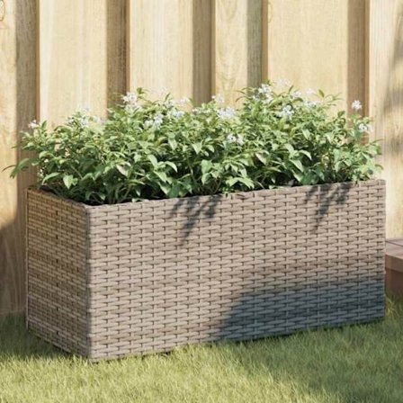 vidaXL Planter med 2 grå krukor 72x30x32 cm flätad harts, utomhusplanterare, blomlåda, tomatlåda, 366424
