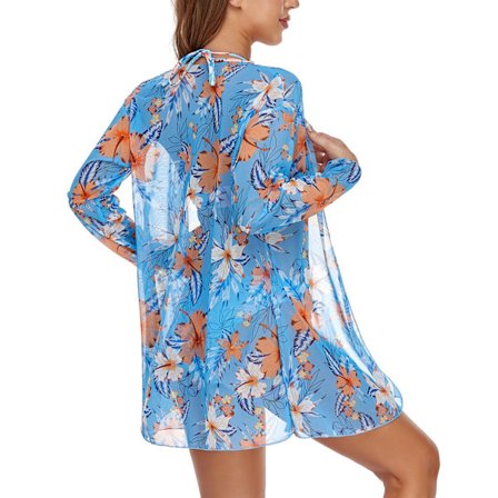 Chiffong Överdrag Dam Strand Bikini Överdrag Dam Baddräkt Omlottkjol Blommig Chiffong Kofta Baddräkter Överdrag