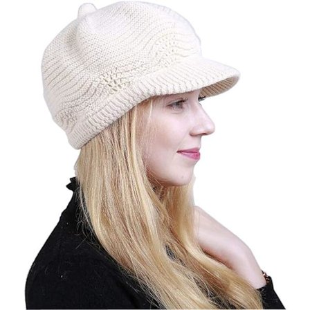 1 x Blød strikket hue til kvinder med skygge