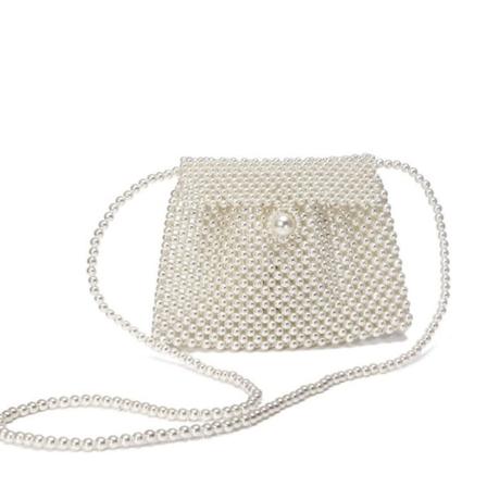 Puhelinlompakko Käsintehty Kudottu Helmikassi Pysty Mini Olkalaukku Kaikkiin Sopiva Ristiriimu Beige Koko S