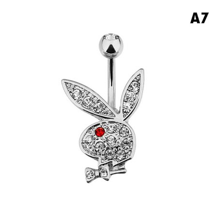 1 PC Bunny Dangle Belly Ring kivetty CZ Gems kirurginen teräs