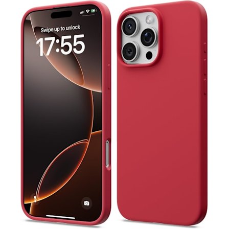 iPhone 16 Pro Skal Flytande Silikon, Stöttåligt Skal Kompatibelt med iPhone 16 Pro Skal Mjukt, Fullt Skydd Skal (Röd)